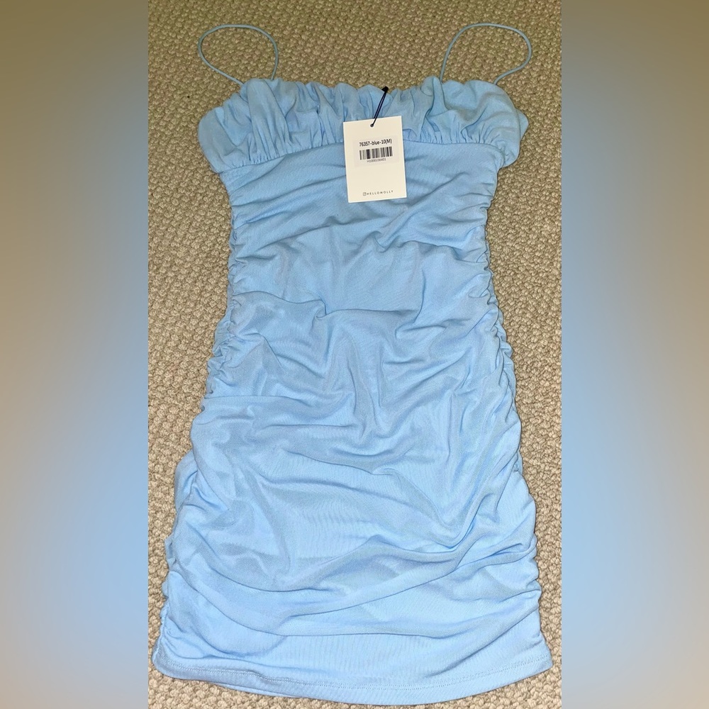 Hello Molly Mini Dress - Size 10 (M) - blue - rushed